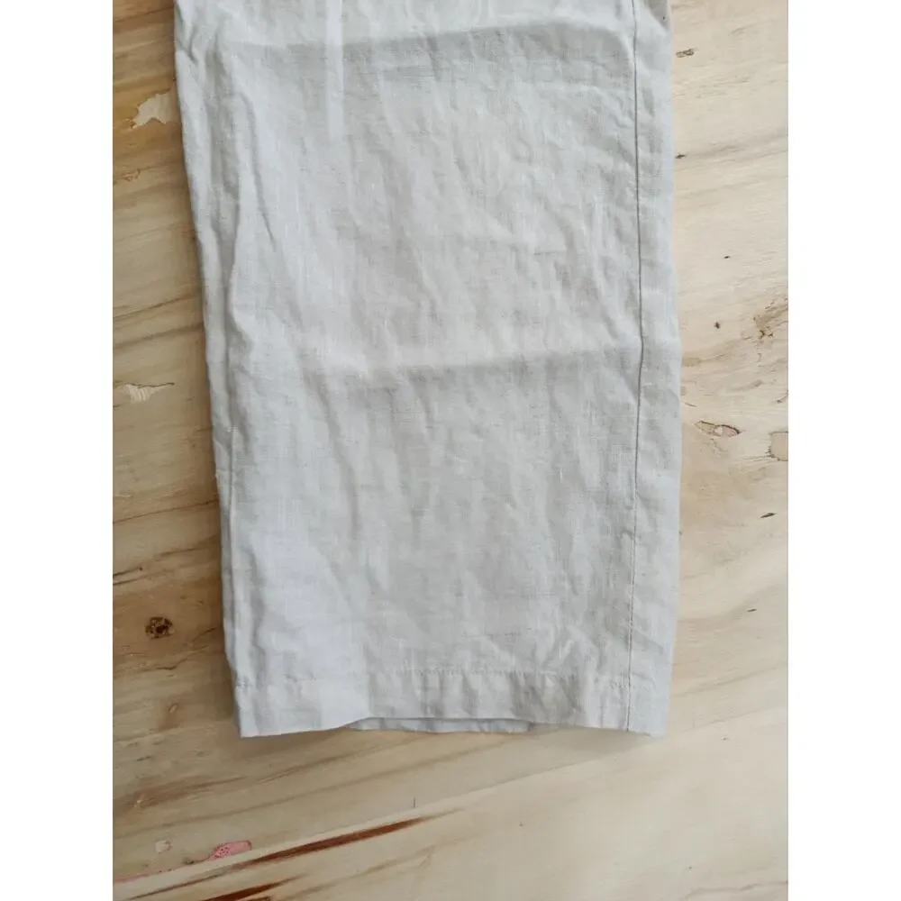 Tasso Elba 100% Linen Pants Mens 38x32 Beige Drawstring Beach Resort Trousers